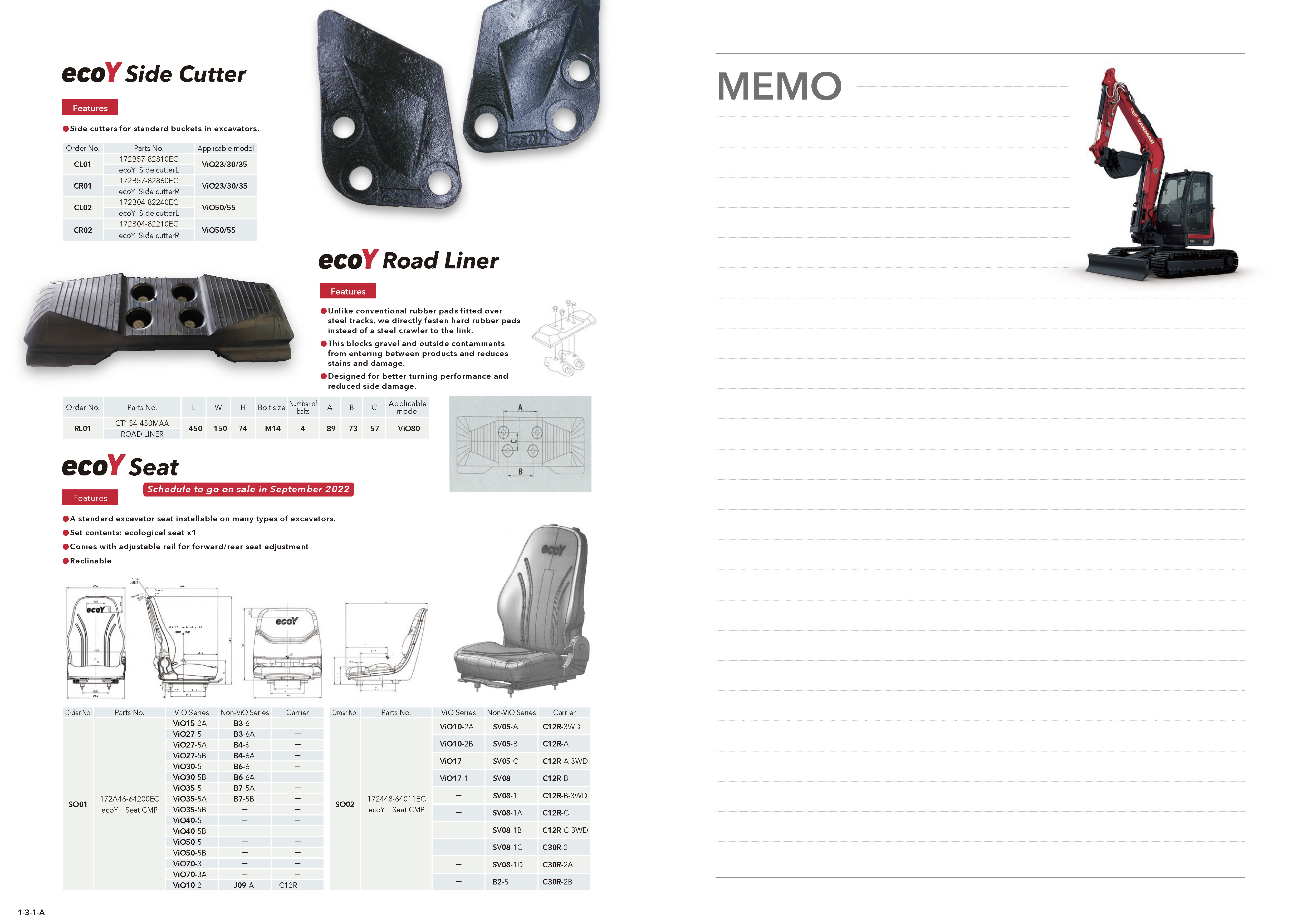 ecoY Side Cutter, Road Liner y Seat